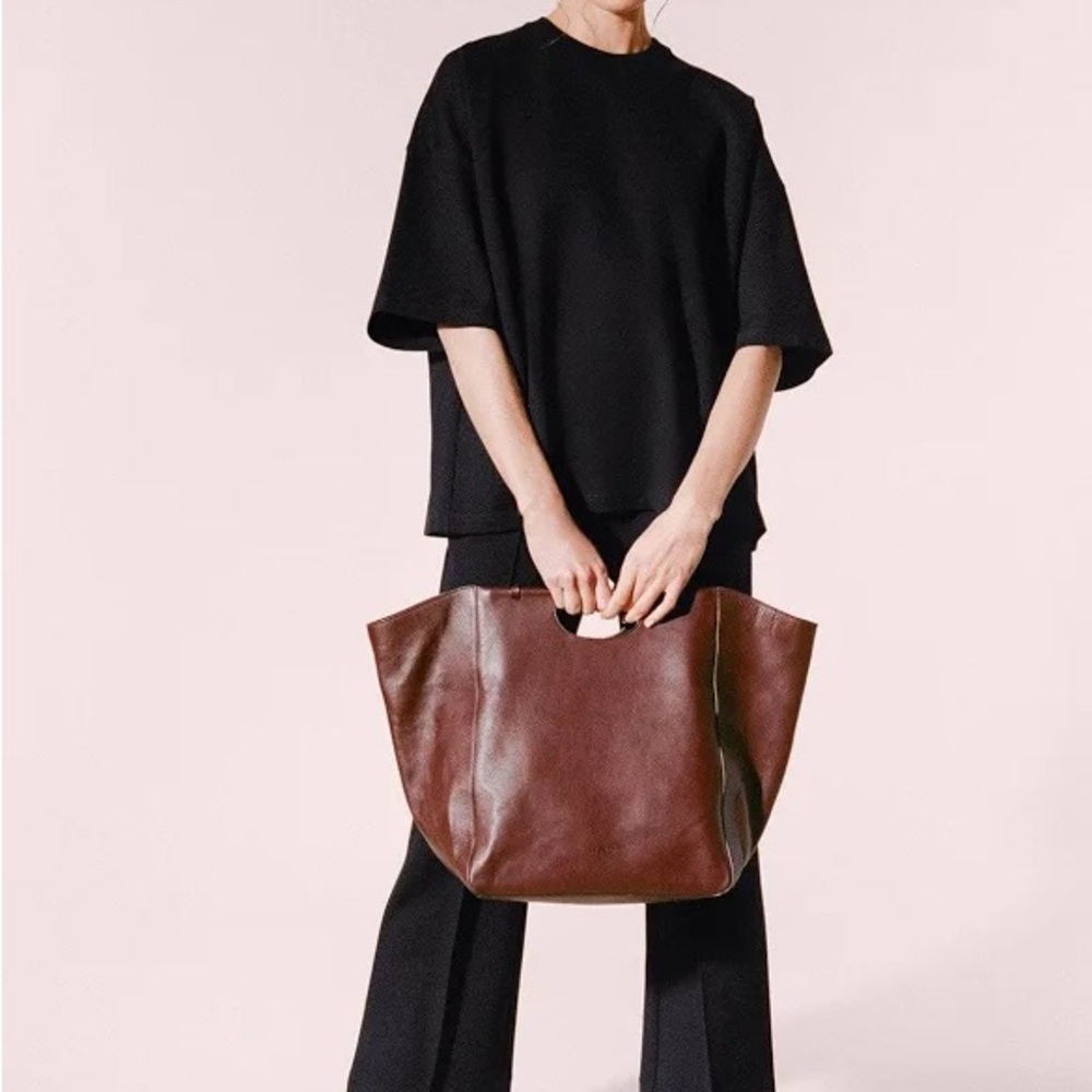 NEW STAUD Raisin Brown Tote Bag with metal Handles - Picture 2 of 12